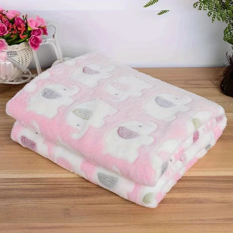 Cartoon Elephant Fleece Pet Blanket - Pink / 60 x 40 cm