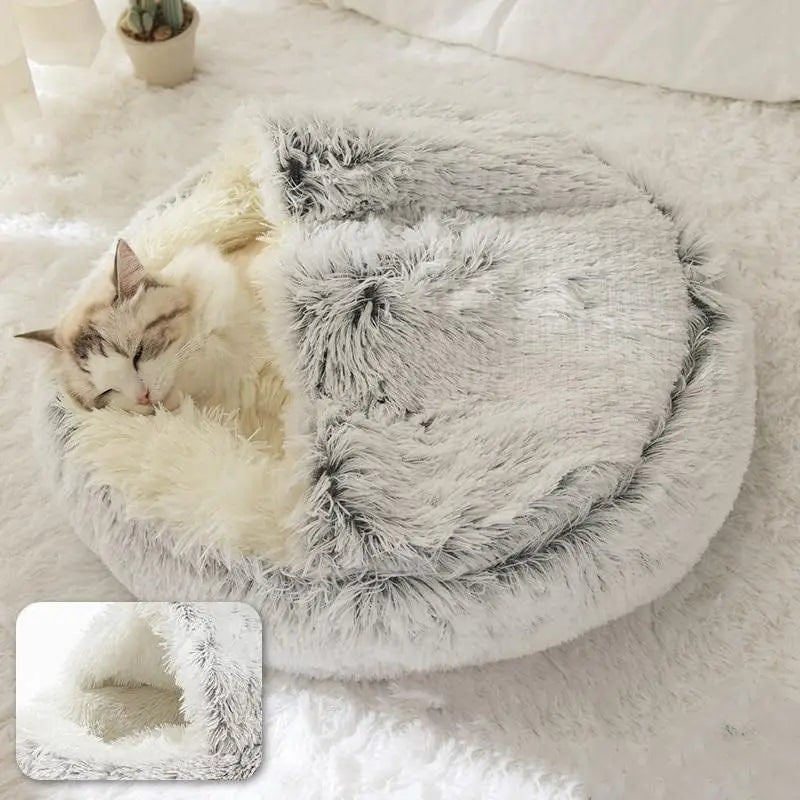 Hooded Plush Round Bed