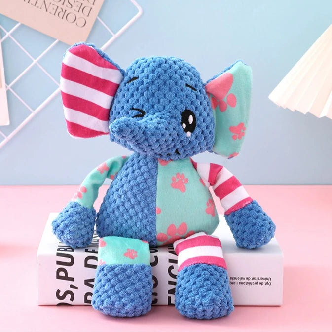 Squeaky Plush Fox and Elephant Dog Toys