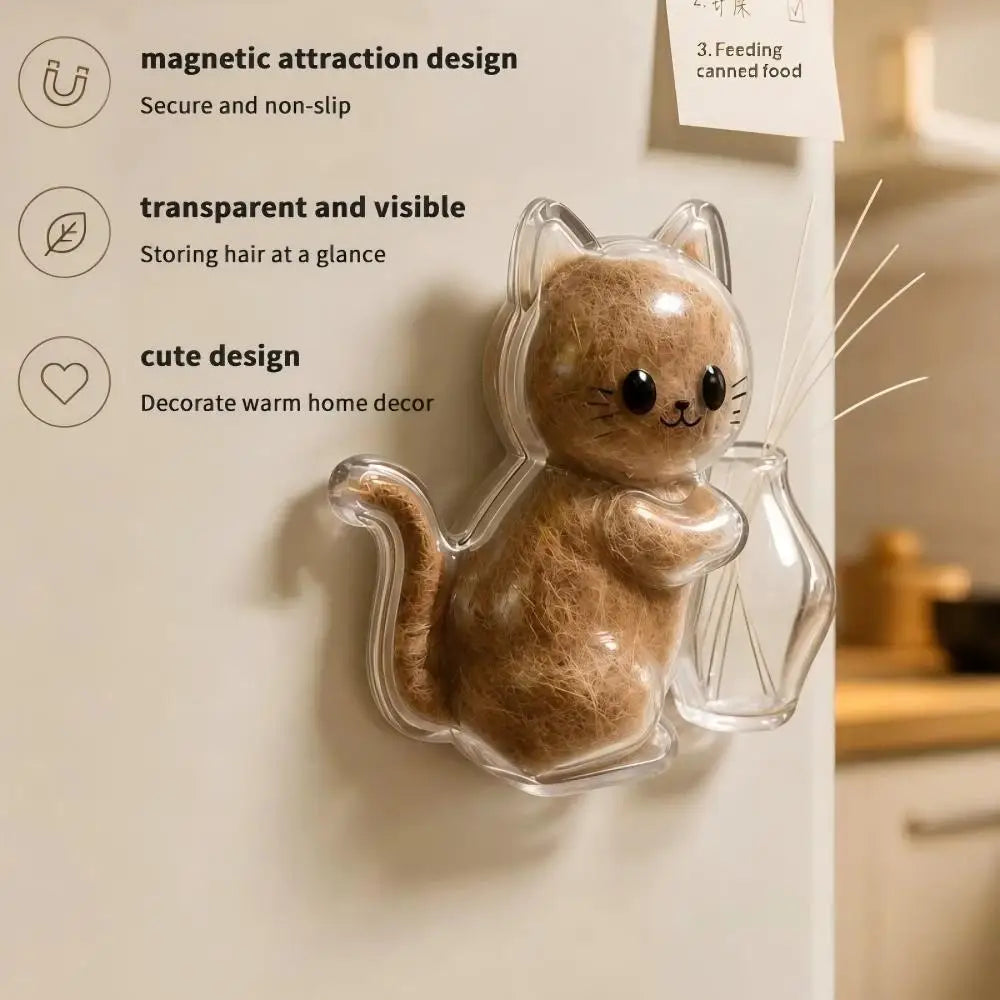 Cat-Shaped Fur Keepsake Fridge Magnet