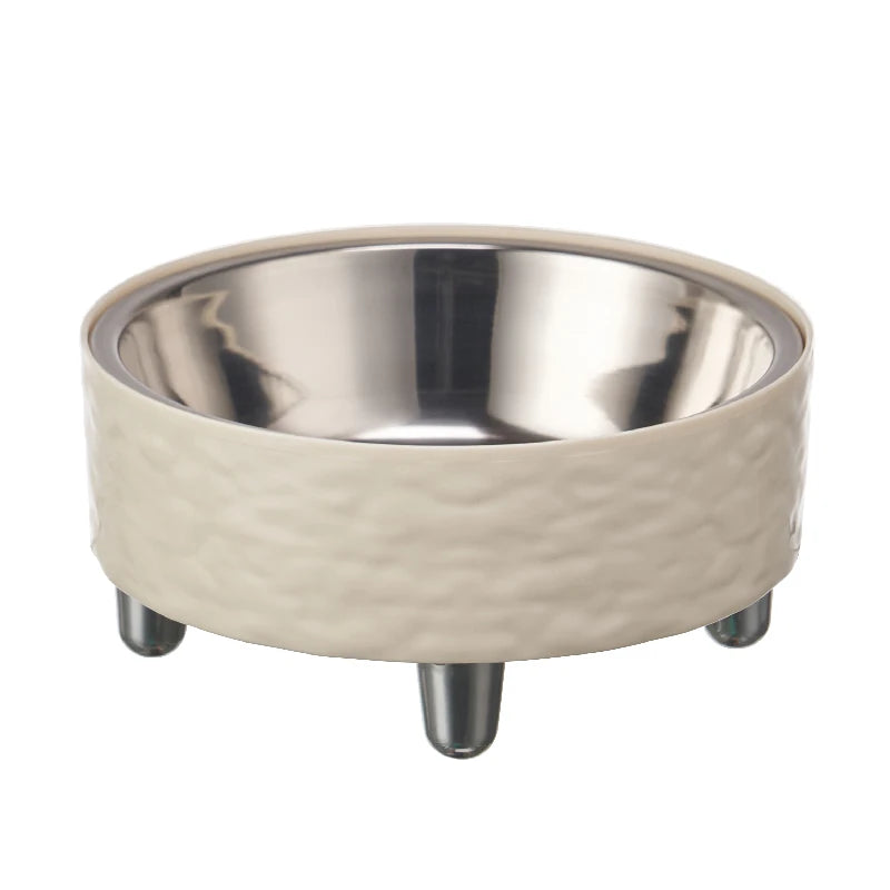 Ripple Steel Bowl on Raised Stand - White