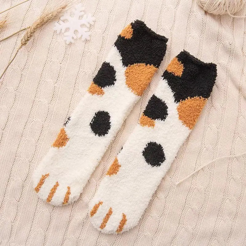Fluffy Cat Paw Socks