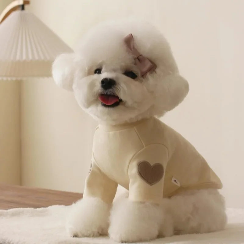 Heart Fleece Top for Small Dogs - White / XS