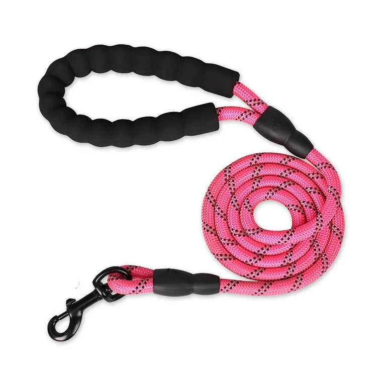 Reinforced Rope Dog Lead with Soft Handle - Rose Red / 0.8 cm 300 cm