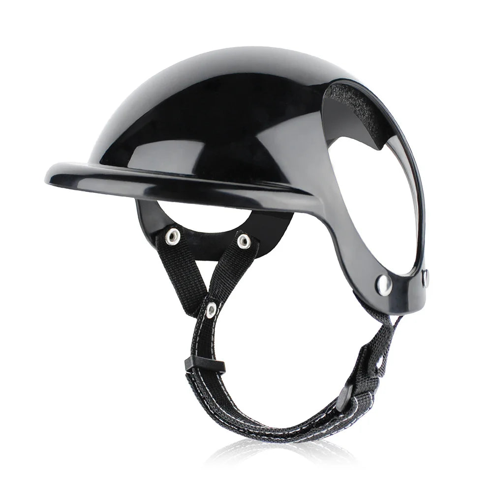 Motorbike-Style Dog Helmet - Black helmet / S (6 to 12.5 kg)