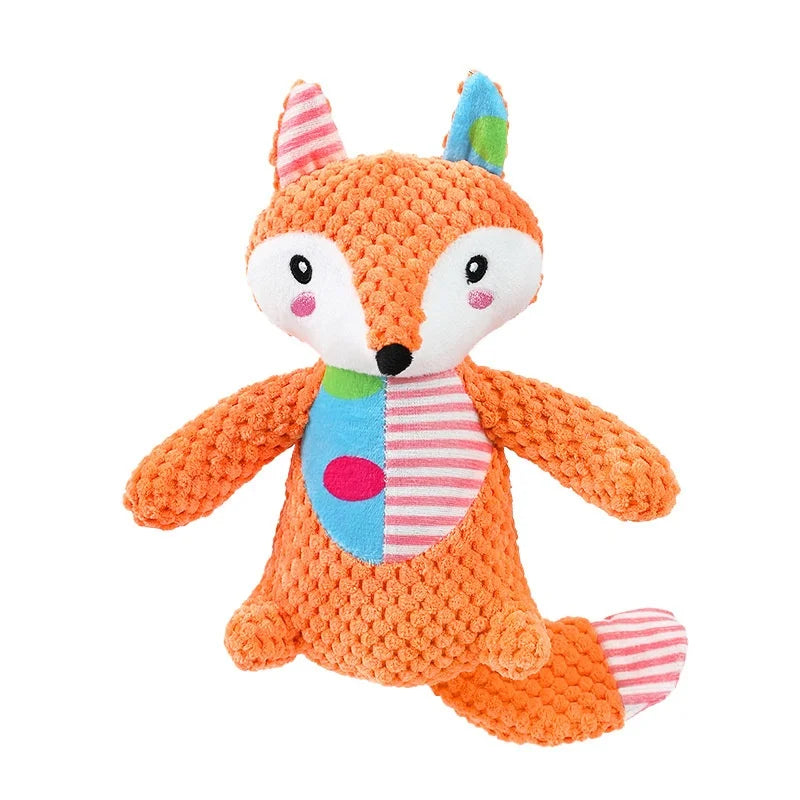 Small Squeaky Plush Animal Dog Toy - Fox