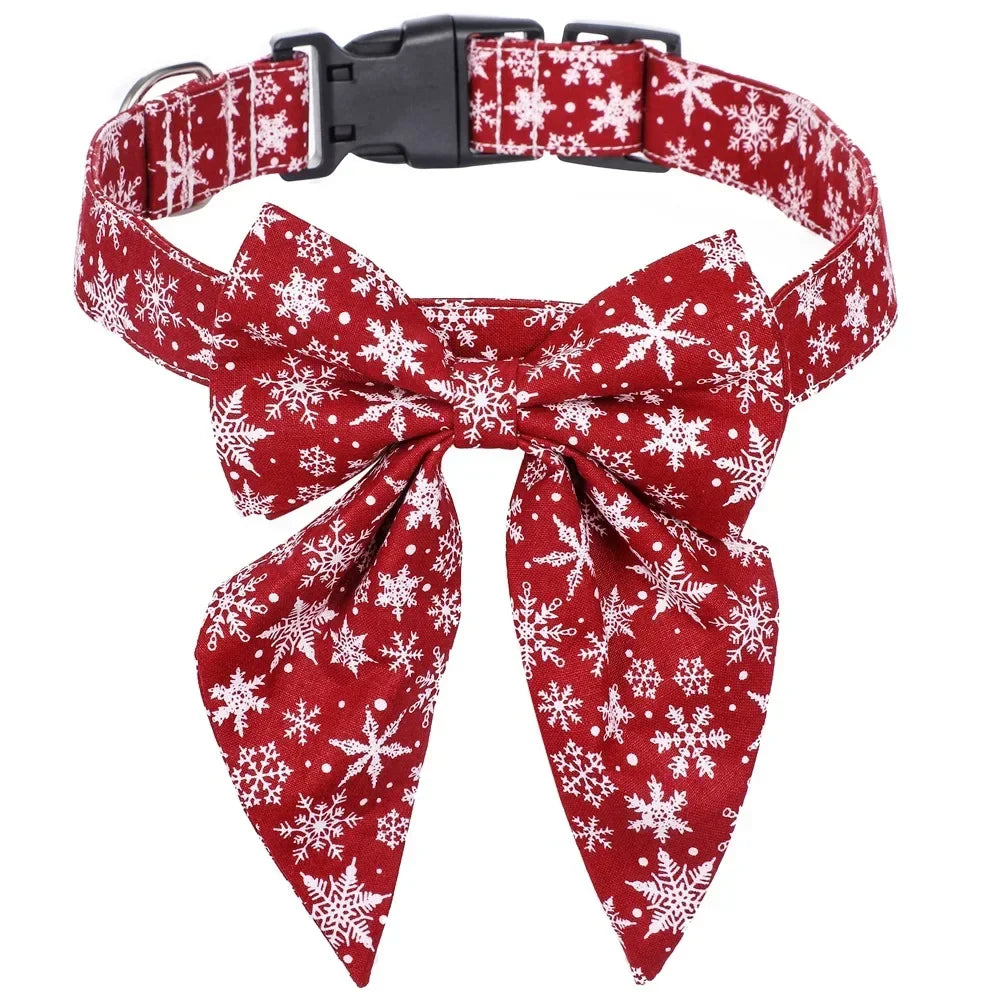 Christmas Bow Tie Dog Collar - Snow / S (2 x 40 cm)