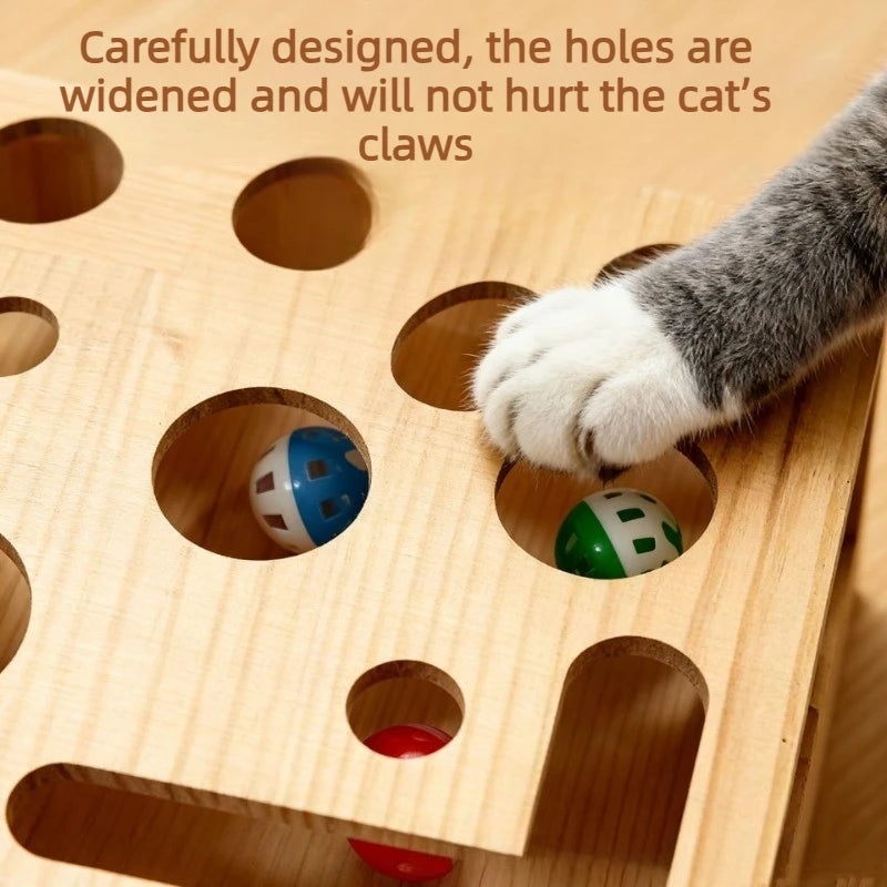 Wooden Cat Maze with Scratch Pad