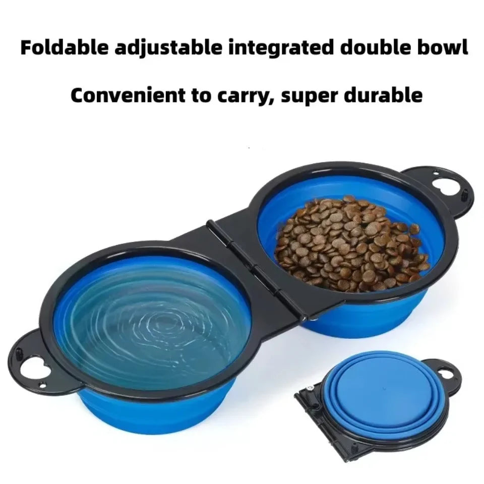 Foldable double travel bowl