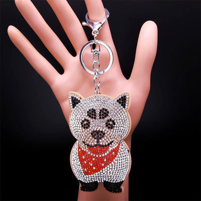 Crystal Cat & Dog Keyring