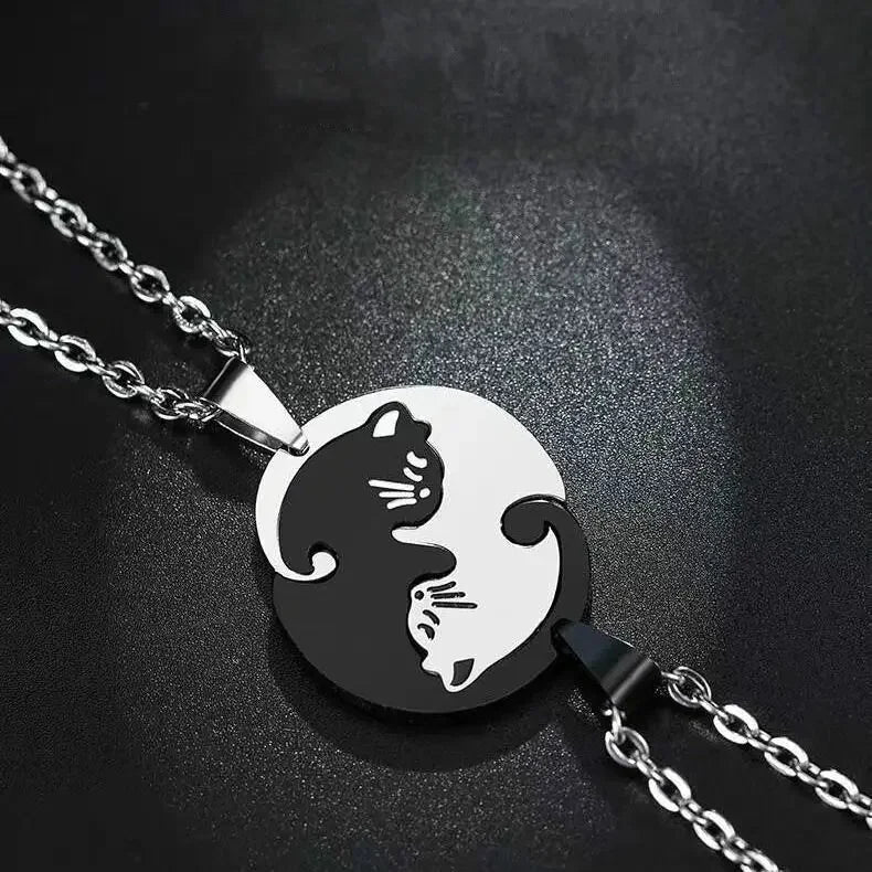 Black & White Cat Couple Necklaces
