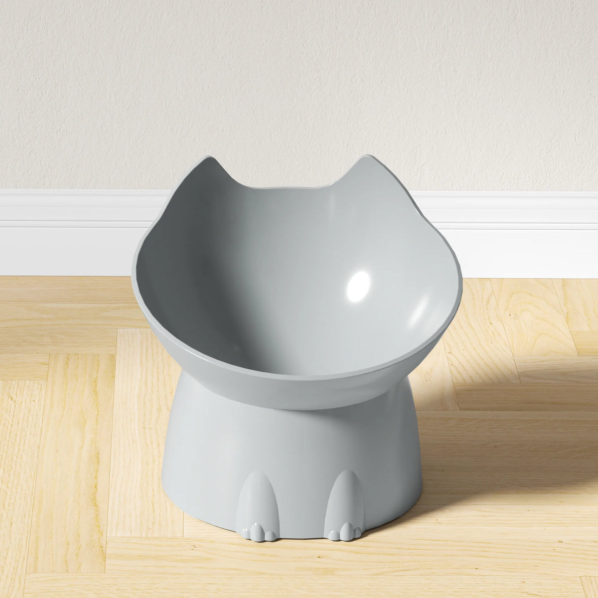 Raised Tilted Cat Bowl - Gray