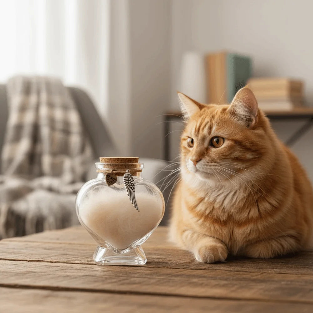 Glass Heart Fur Keepsake Bottle