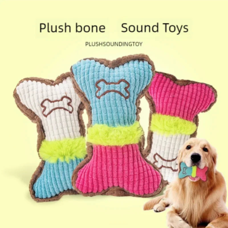 Squeaky Plush Bone Dog Toy