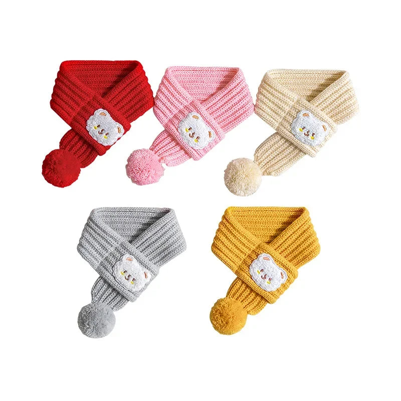 Knitted Pom-Pom Scarf for Small Pets