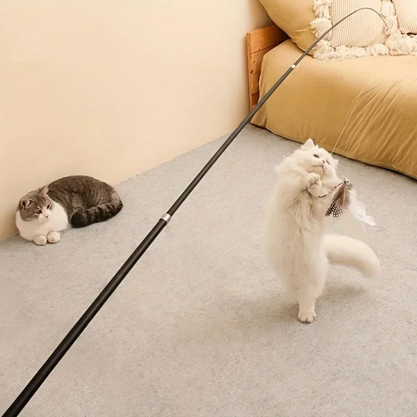 Telescopic Cat Teaser Rod with Feather