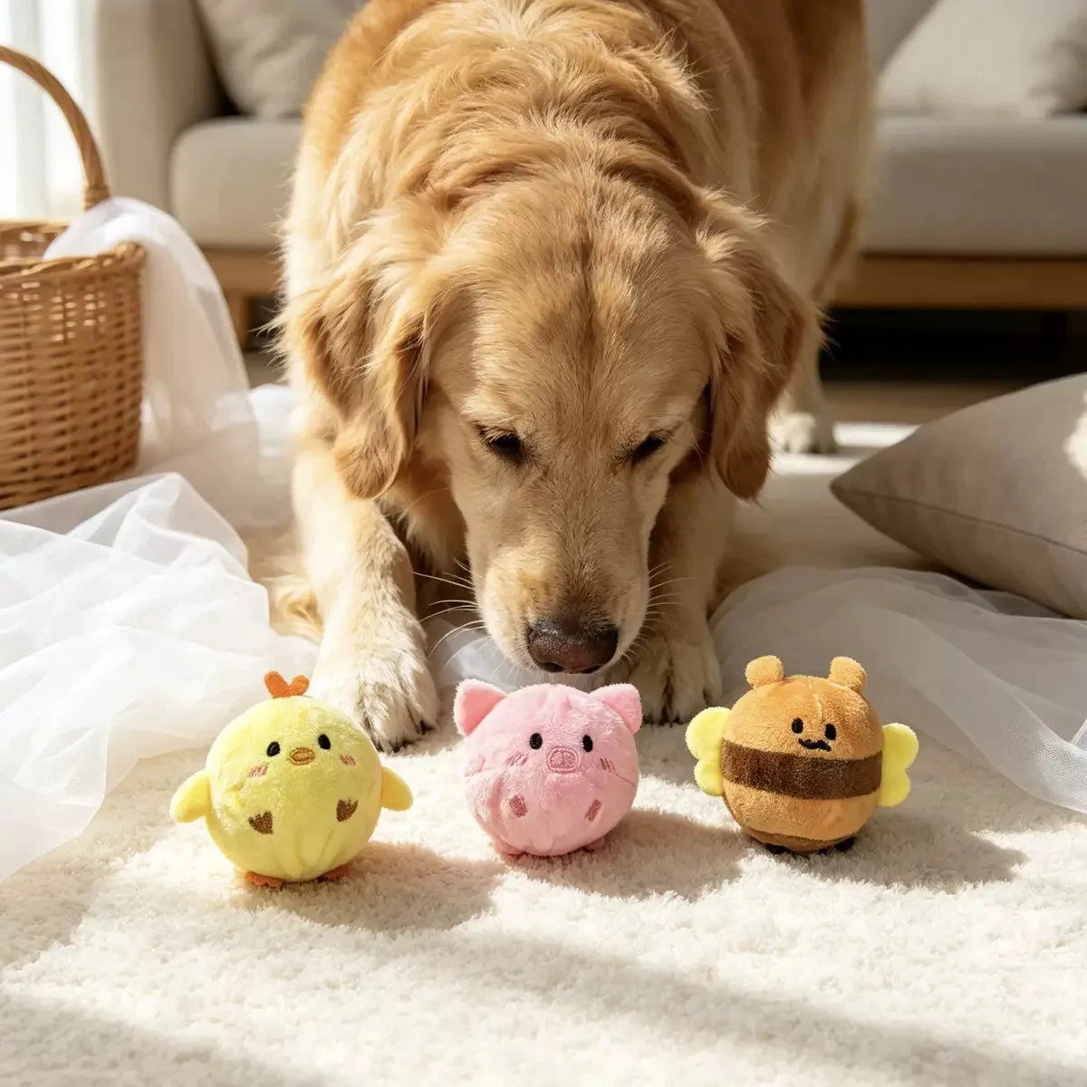 Plush Spiky Squeaky Ball Dog Toy