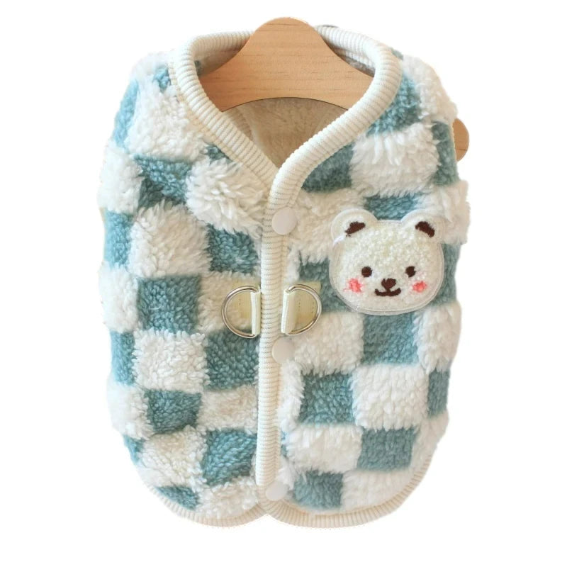 Checked Teddy Fleece Coat for Small Dogs