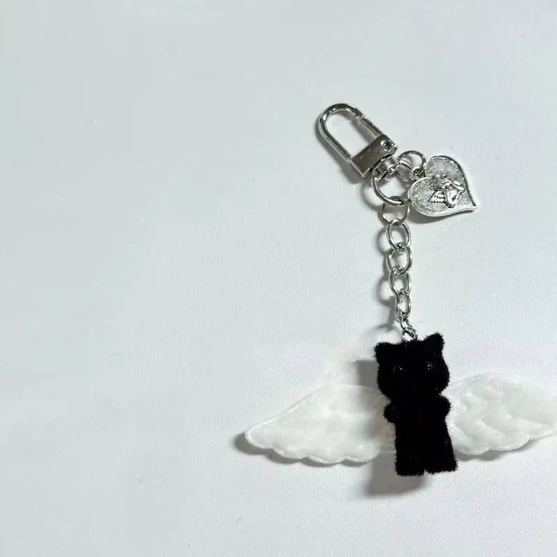 Angel Wings Kitty Heart Keyring