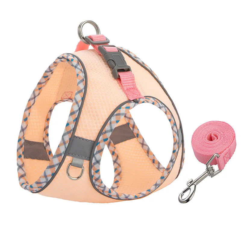 Reflective Mesh Harness and Lead Set - Pink / XS