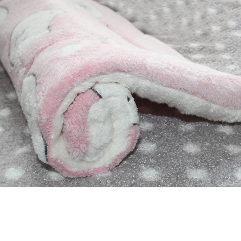 Soft Fleece Pet Blanket Mat - Pink bears / S (35 x 27 cm)