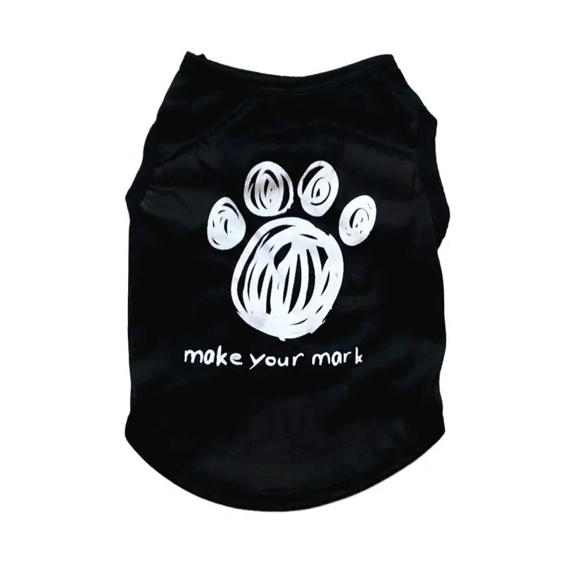 Printed Summer Vest for Small Dogs - Black Paw / XS (0.6 to 1.2 kg)