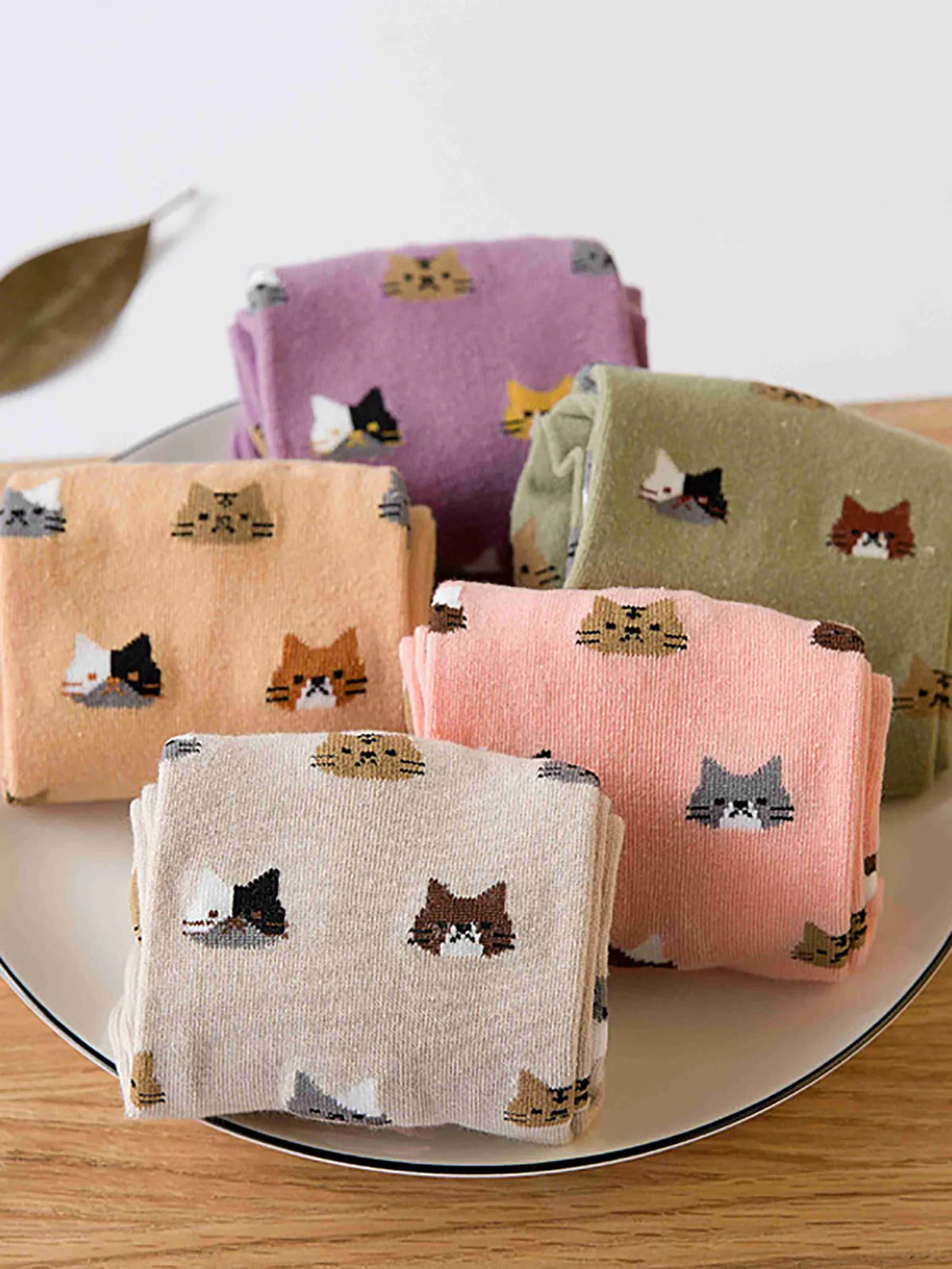 Cat Print Socks (5 Pairs)