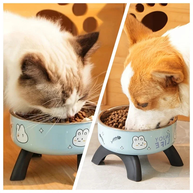 Raised Stainless Steel Bowl on Non-Slip Stand