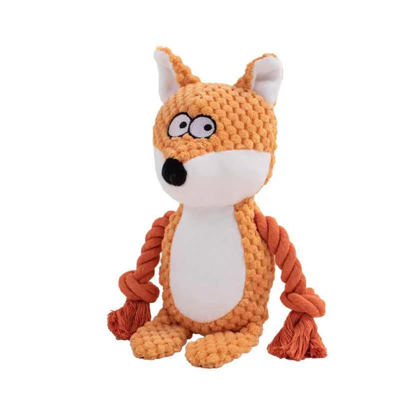 Knotted Plush Animal Dog Toy - Fox