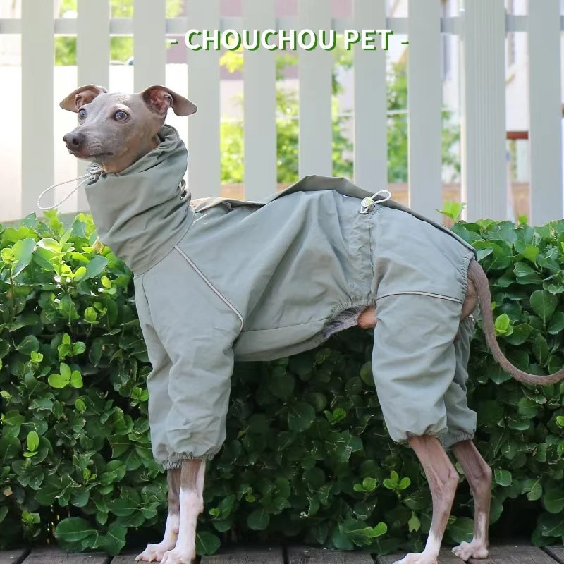 Raincoat for Greyhounds and Whippets - Military Green / S (3.5 to 4.5 kg)