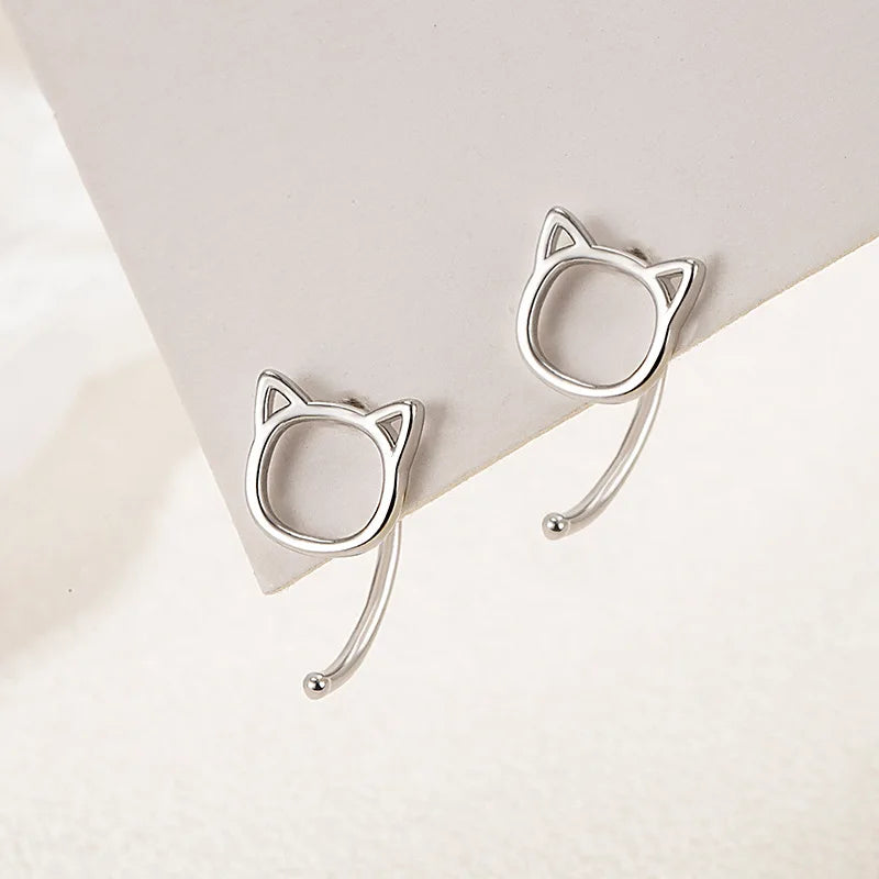 Hollow Cat Stud Earrings