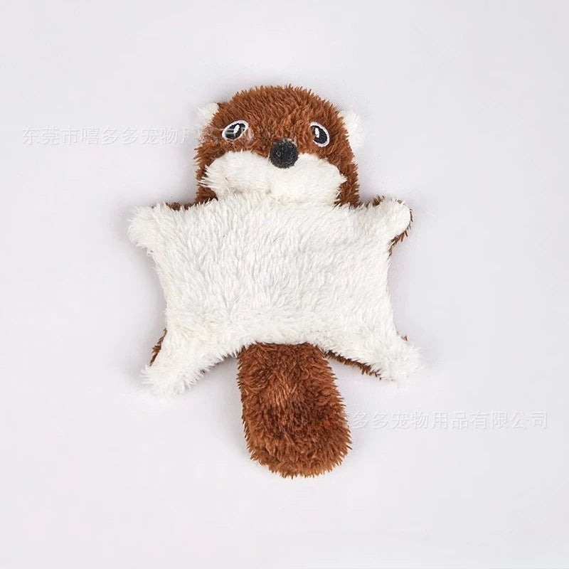 Squeaky Flying Squirrel Plush Toy - Brown