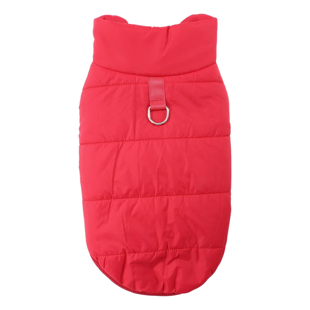 Water-Resistant Fleece-Lined Dog Coat - Red / S