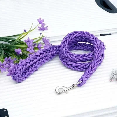 Heavy-Duty Braided Dog Lead, 1.3 m - Purple / S Width 1.0 cm