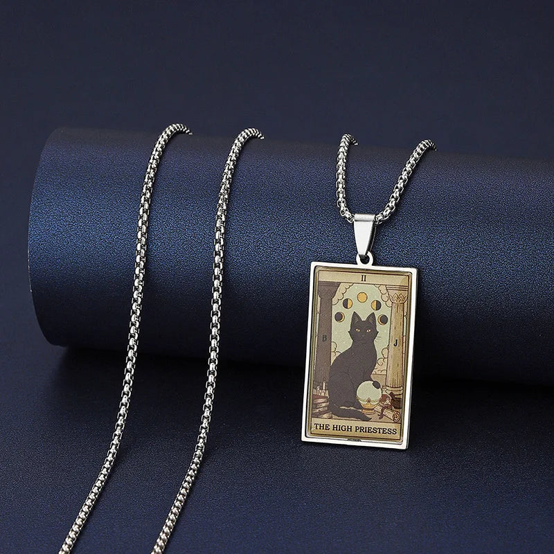 Cat Tarot Card Necklace