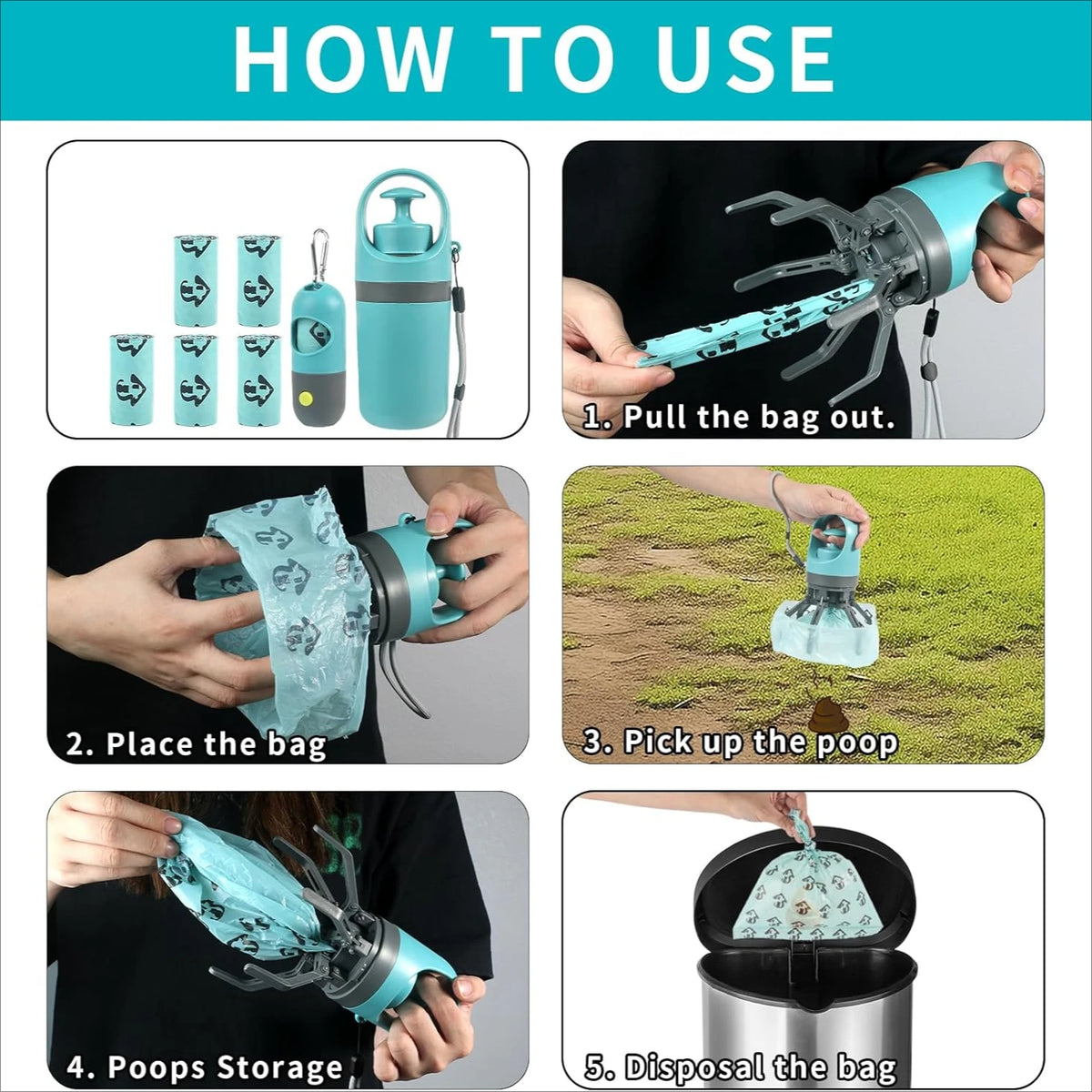 Claw Poop Scooper with Bag Holder