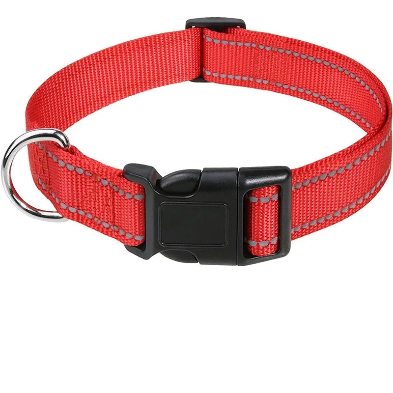 Nylon Dog Collar with Quick-Release Buckle - 4-Red / Xl(2.5 cm)(45-70 cm)