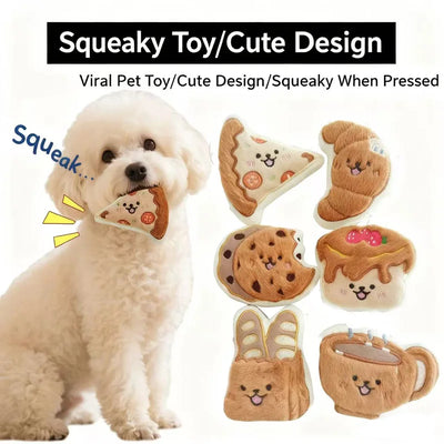 Squeaky Plush Cake and Coffee Cup Dog Toy