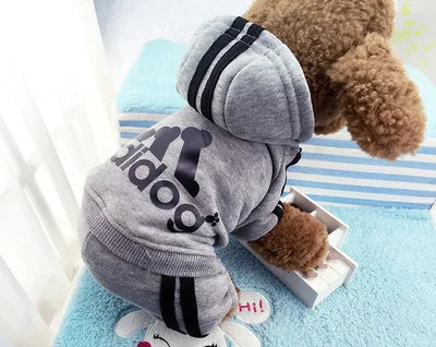 Hooded Tracksuit Jumpsuit for Small Dogs - Grey / XS (0.5 to 1.2 kg)