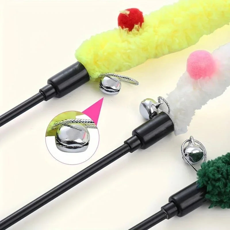 Plush Strip Cat Teaser Wand