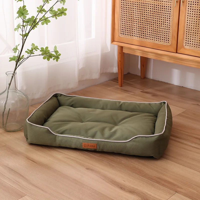 Sofa-Style Dog Bed with Raised Sides - M / Square Green
