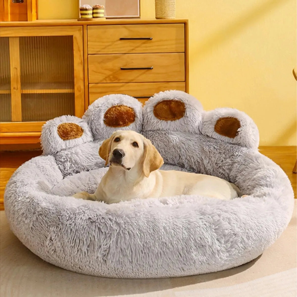 Bear Paw Plush Bed - Light Grey / S (50 cm)