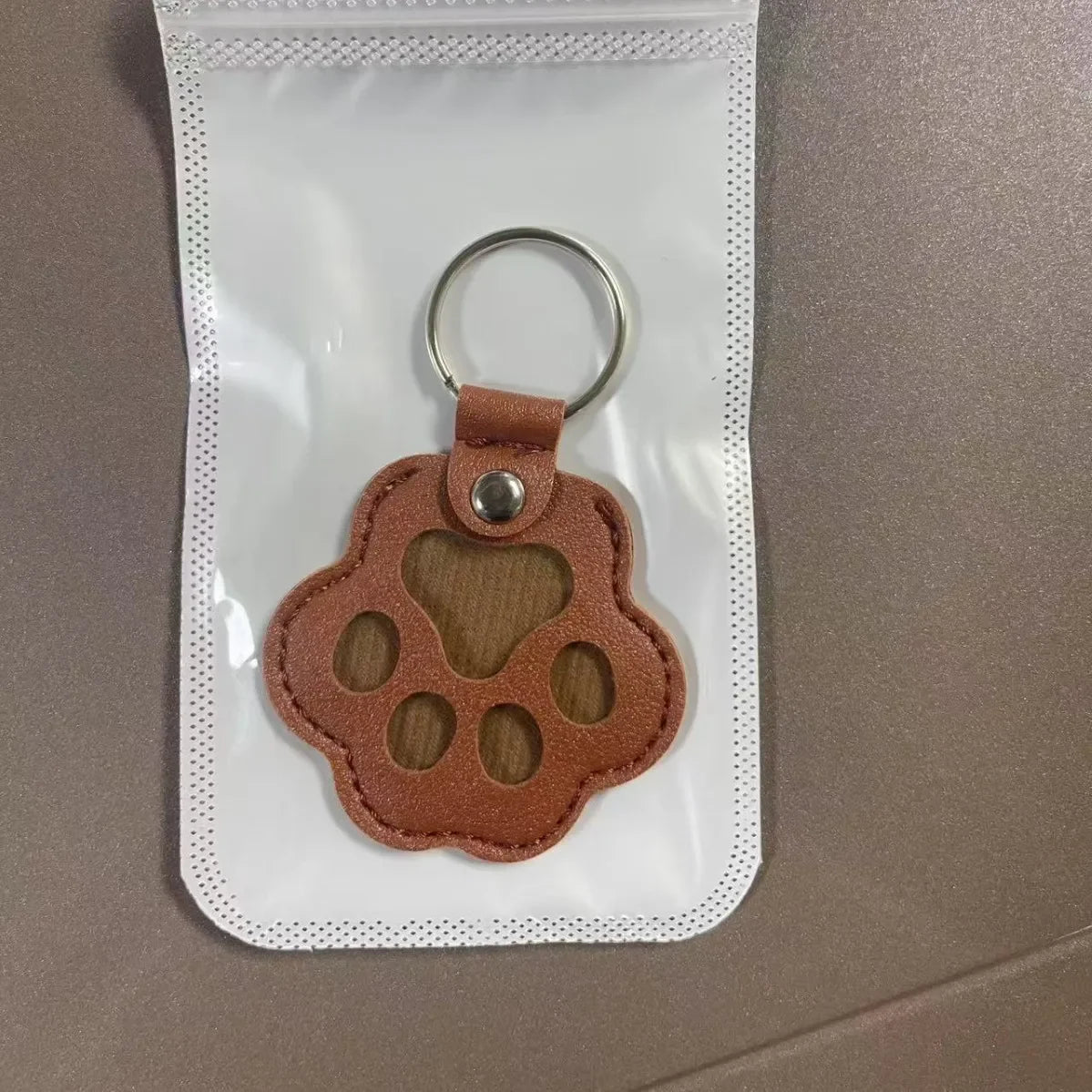 Leather Dog Fur Keepsake Keyring