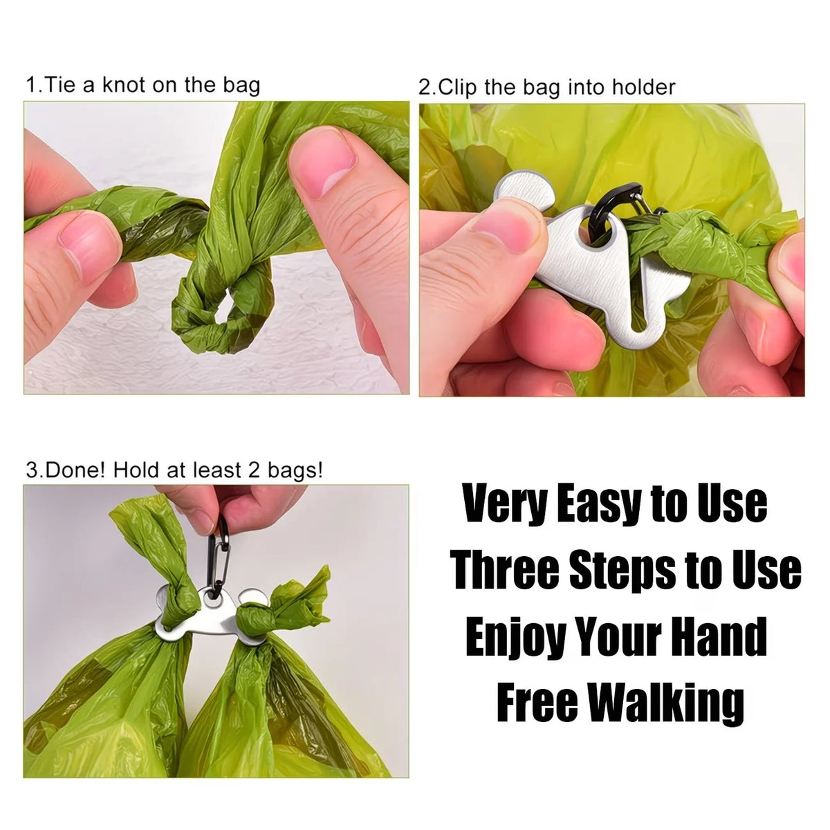 Stainless Steel Hands-Free Poop Bag Holder