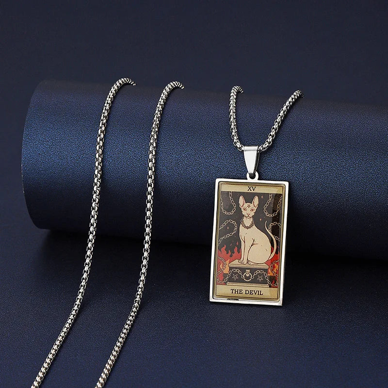 Cat Tarot Card Necklace
