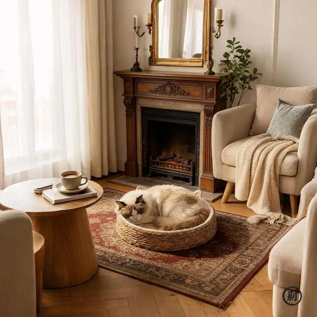 Round Woven Cat Scratcher Bed