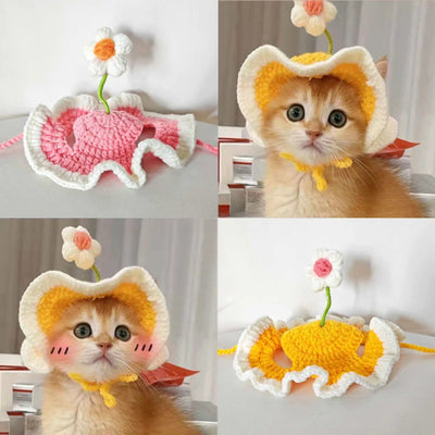 Crochet Flower Hat for Cats and Small Dogs