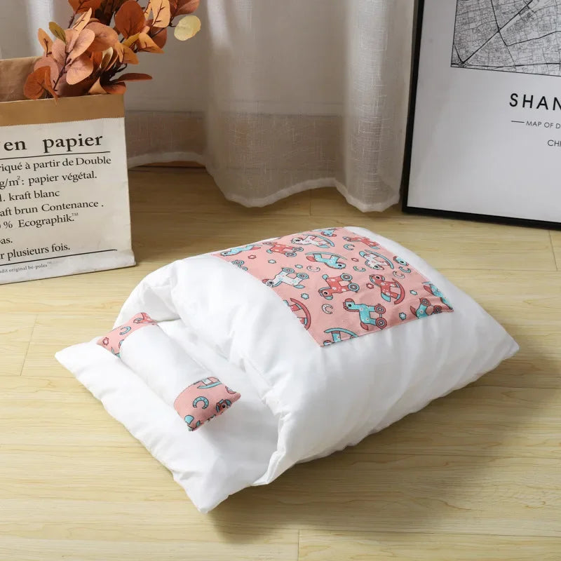 Futon-Style Cat Sleeping Bag - S / Pink