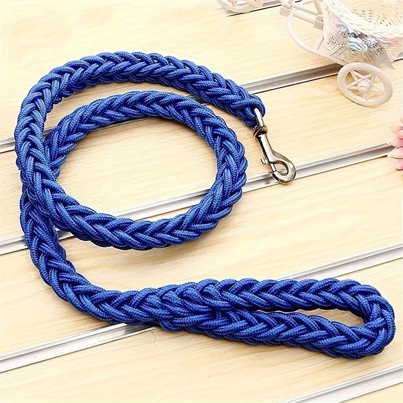 Thick Braided Rope Lead for Large Dogs - Blue / L