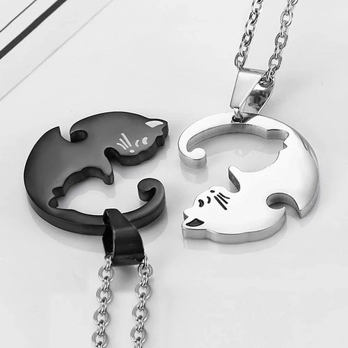 Black & White Cat Couple Necklaces